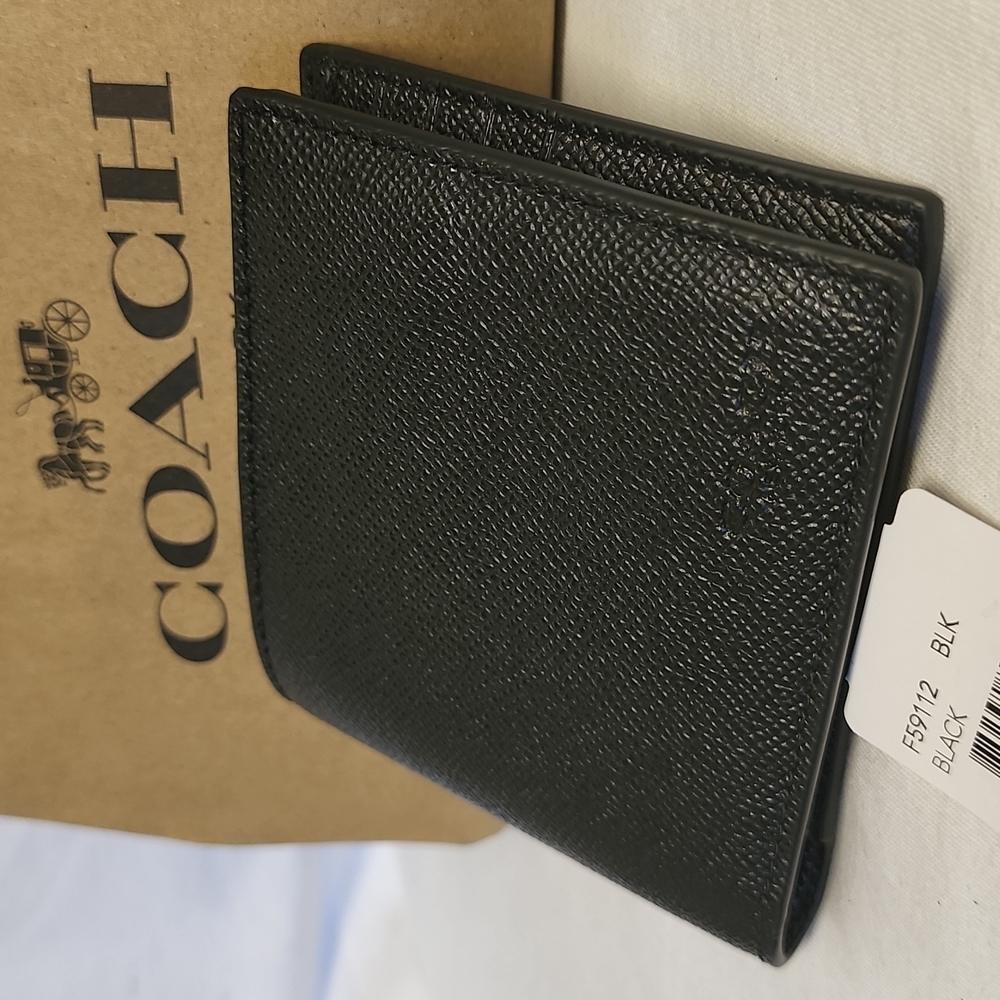 COACH Compact Black WALLET New - Picture 2 of 11
